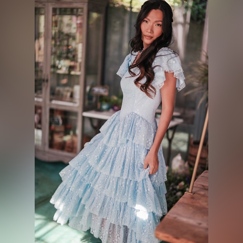 JessaKae Light Blue Ruffled Maxi Dress